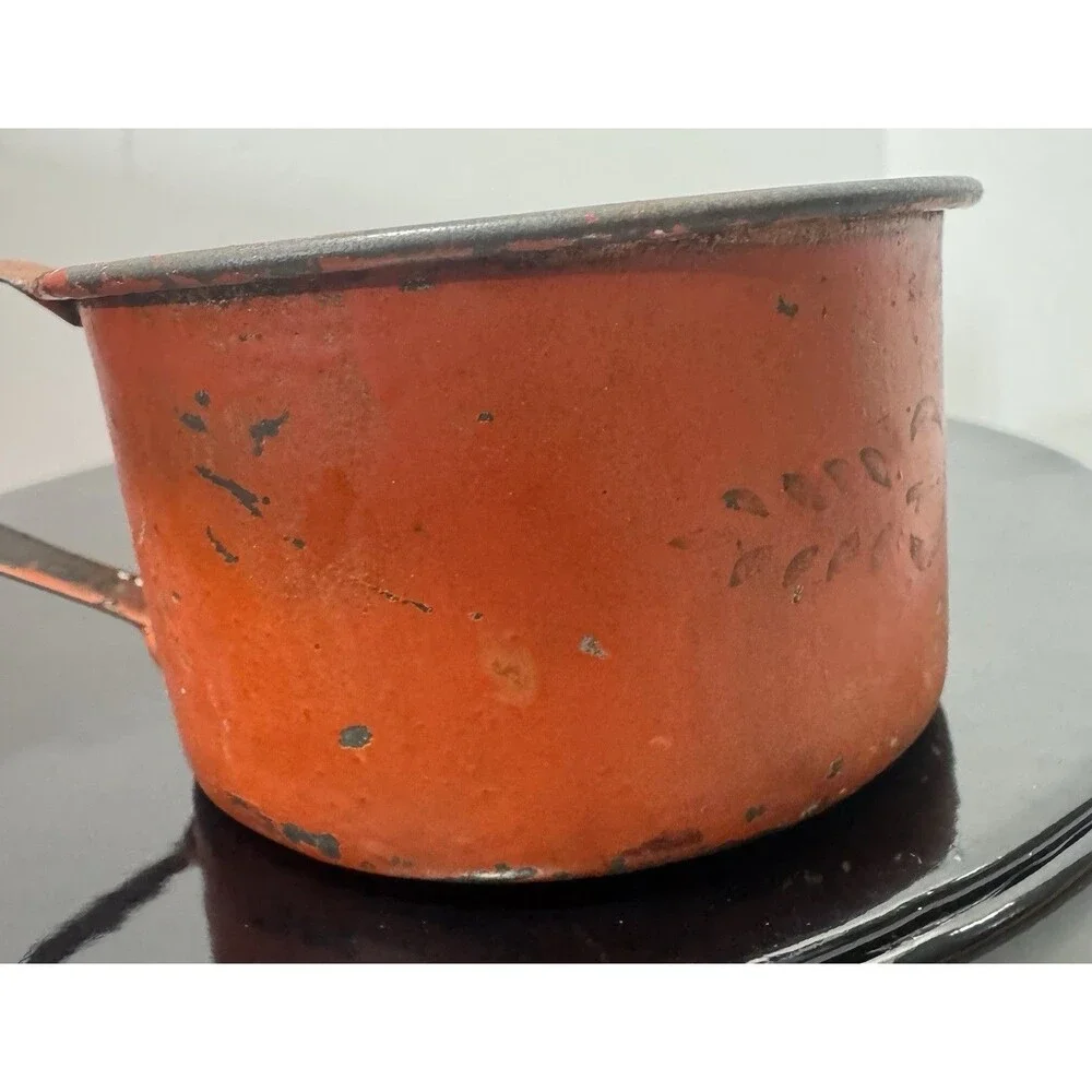 Antique 19th Century Painted Toleware Miniature Tin Mug Measure Primitive AAFA